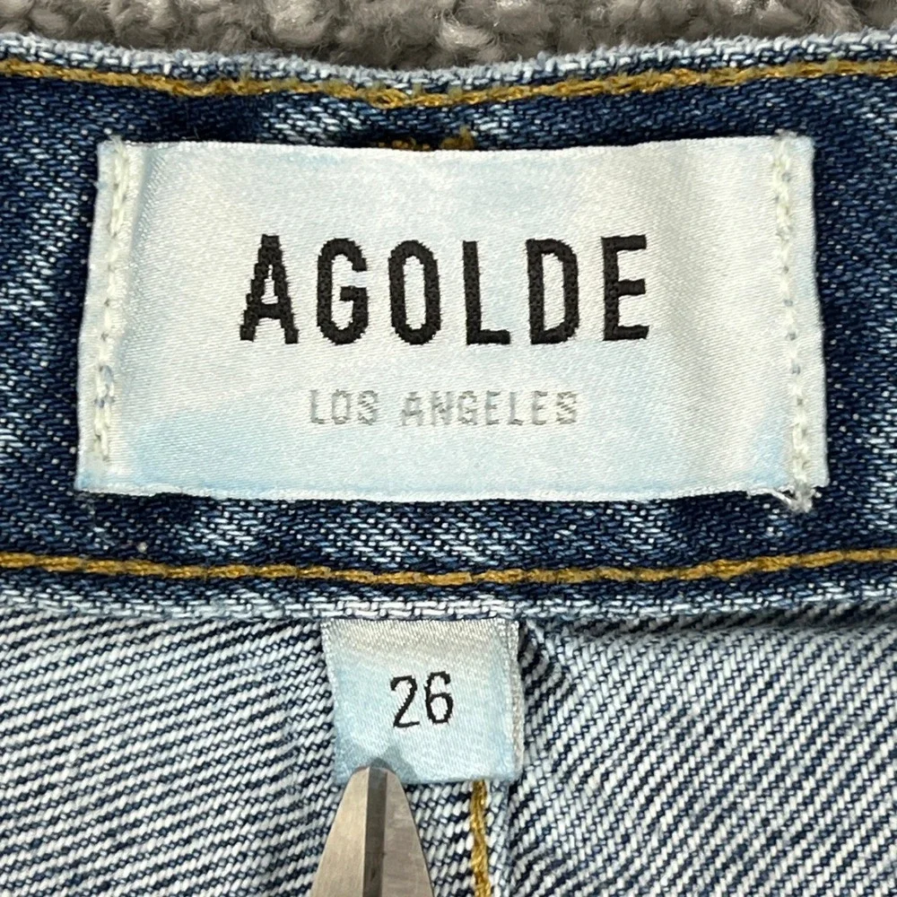 AGOLDE Riley Straight Leg Jeans 26" Distressed Cut Hems High Rise Button Fly - Picture 3 of 14